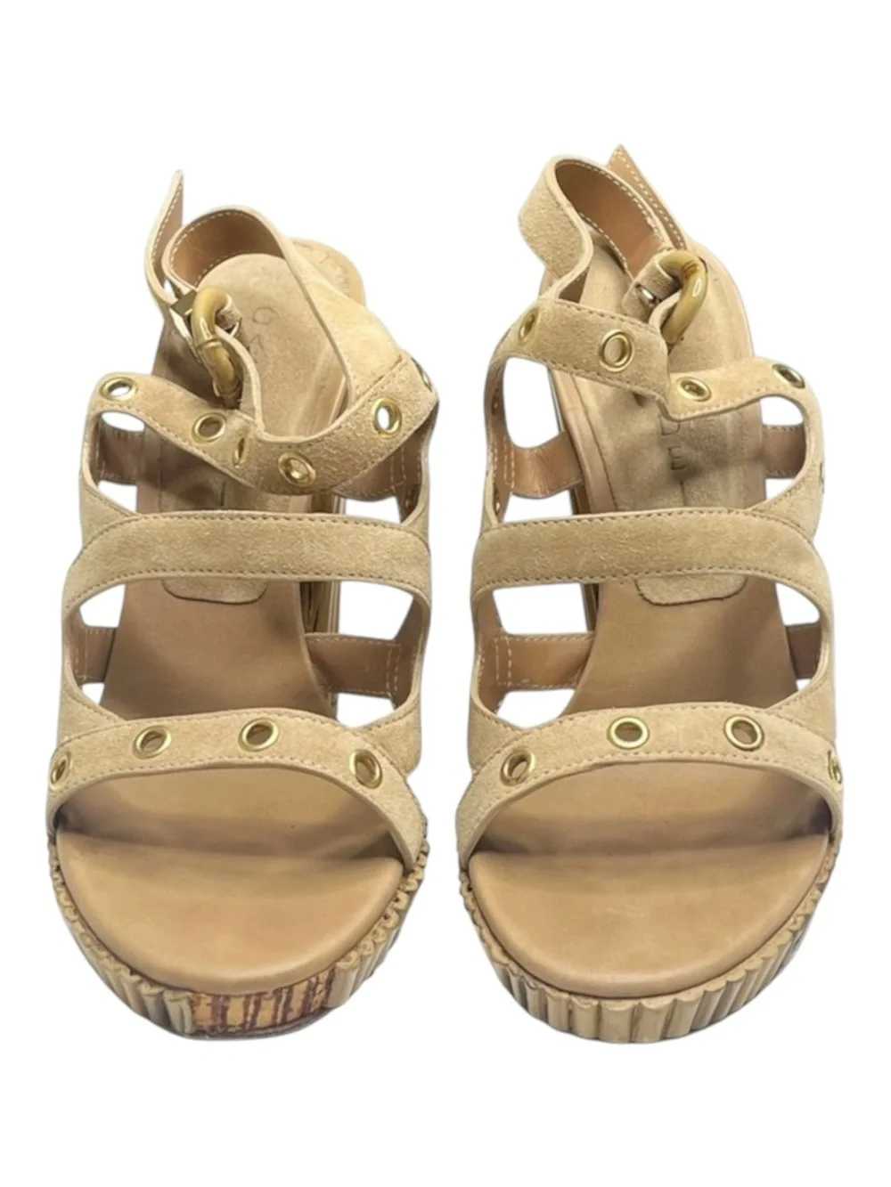 Casadei ♚ Renna Bamboo Heeled Heels Platform Ankle Strap Sandals ♚ Sand Suede ♚